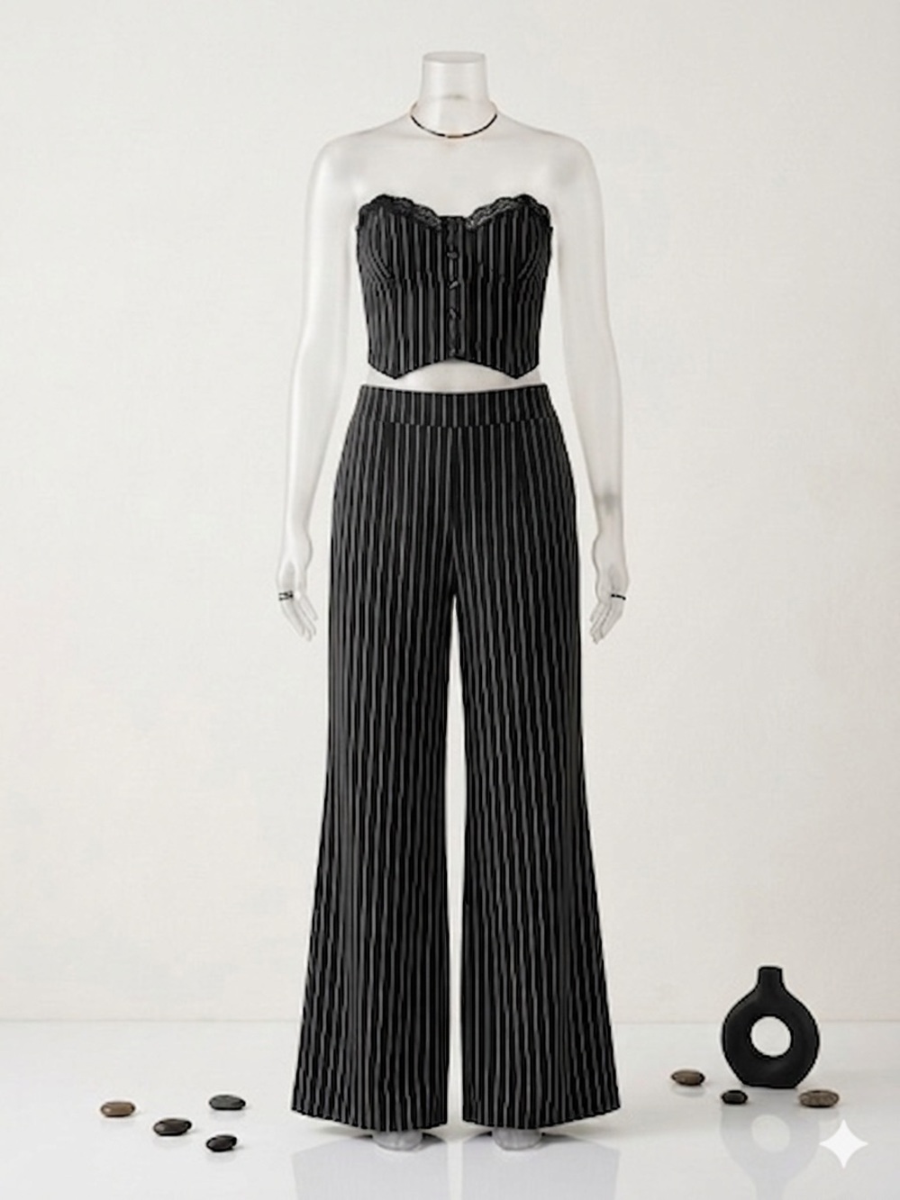 Fashion Nova Black Pinstripe Bustier Outfit